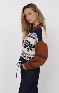 Sweet Rose Jacquard Zip Sweater Jacket