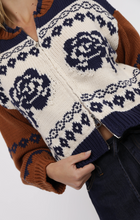 Load image into Gallery viewer, Sweet Rose Jacquard Zip Sweater Jacket