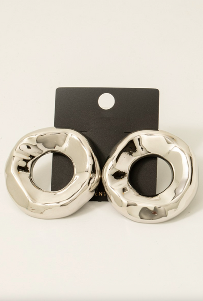 Glazed Donut Earrings Silver