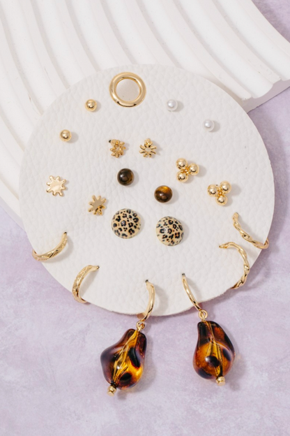 Clear Head Leopard Earrings Set