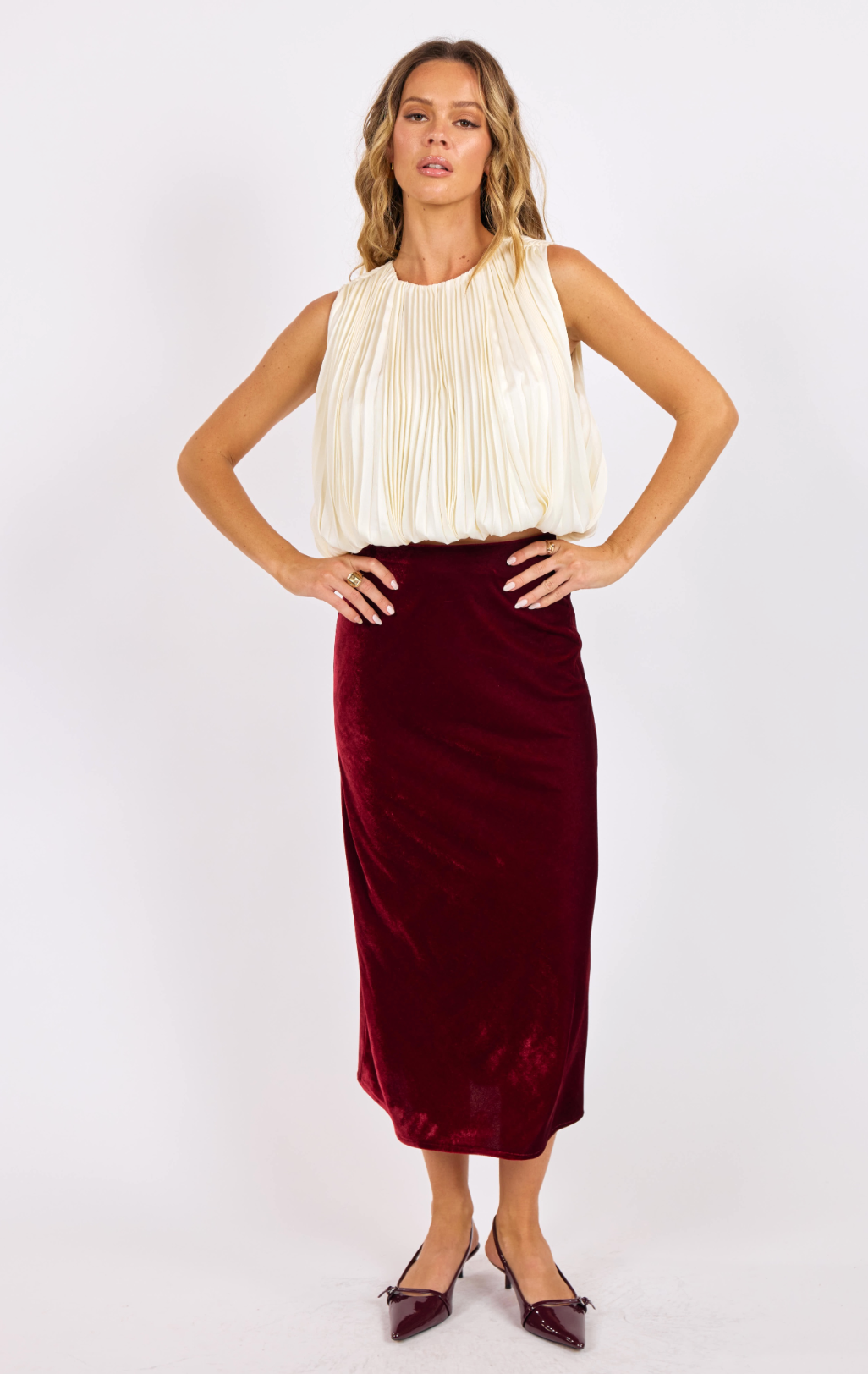 Twilight Spell Velvet Midi Skirt