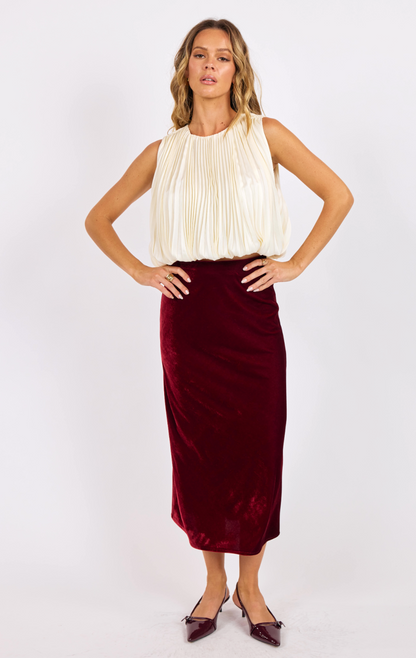 Twilight Spell Velvet Midi Skirt