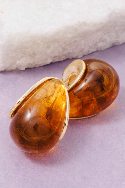 Gilded Resin Teardrop Earrings