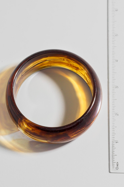 Marble Resin Bangle Bracelet Brown