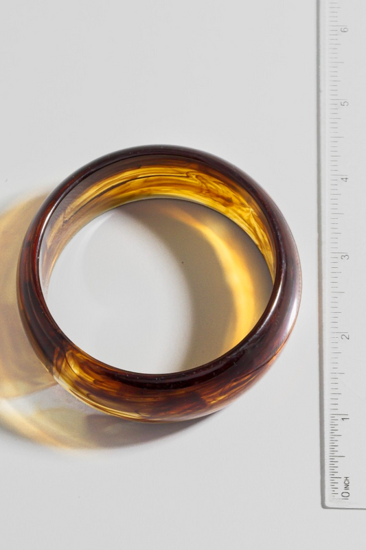 Marble Resin Bangle Bracelet Brown