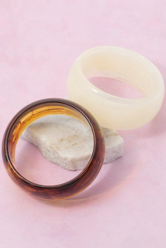 Marble Resin Bangle Bracelet Cream