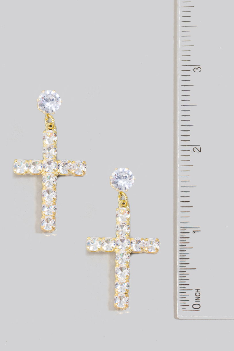 Celeste Cross Drop Earrings