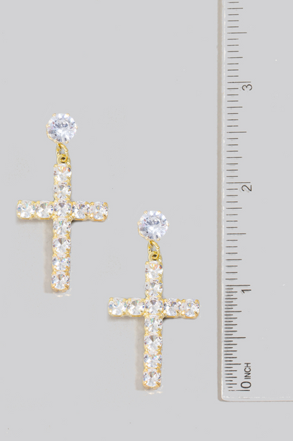 Celeste Cross Drop Earrings