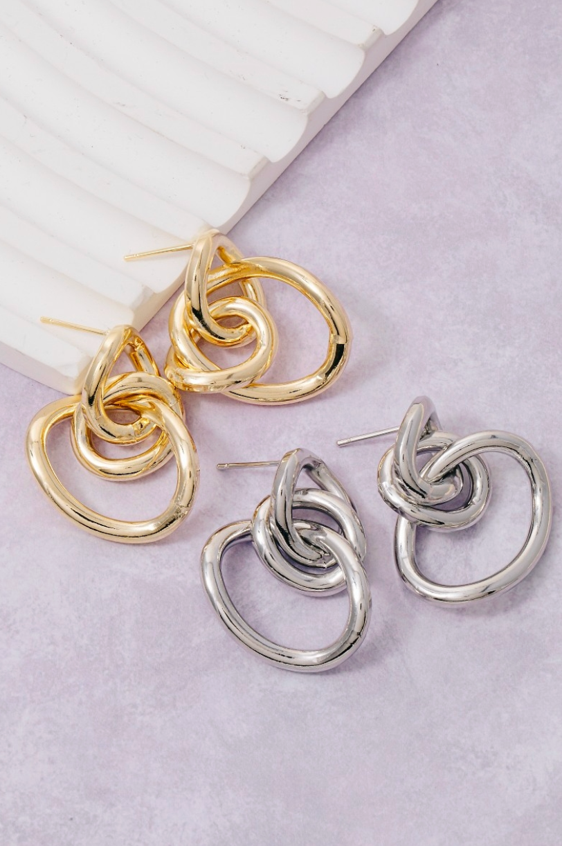 Sculpted Loop Statement Earrings Silver