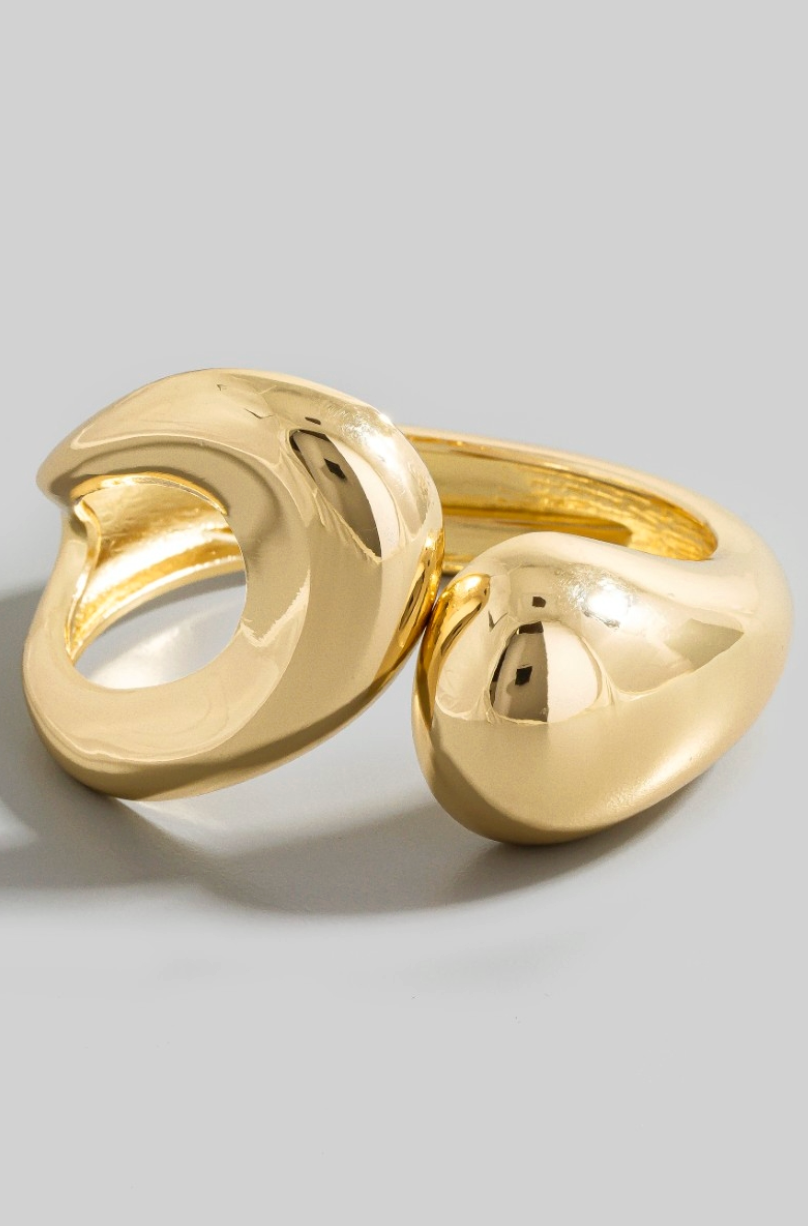 Nova Form Metal Bangle in sculpted abstract gold design