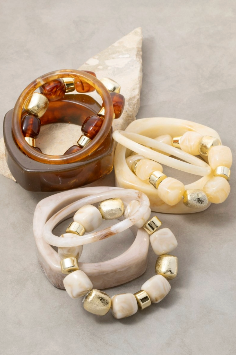 Calla Curve Bracelet Set Khaki