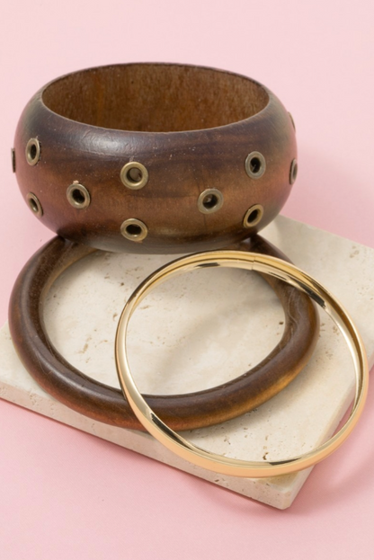 Haven Rivet Bangle Set