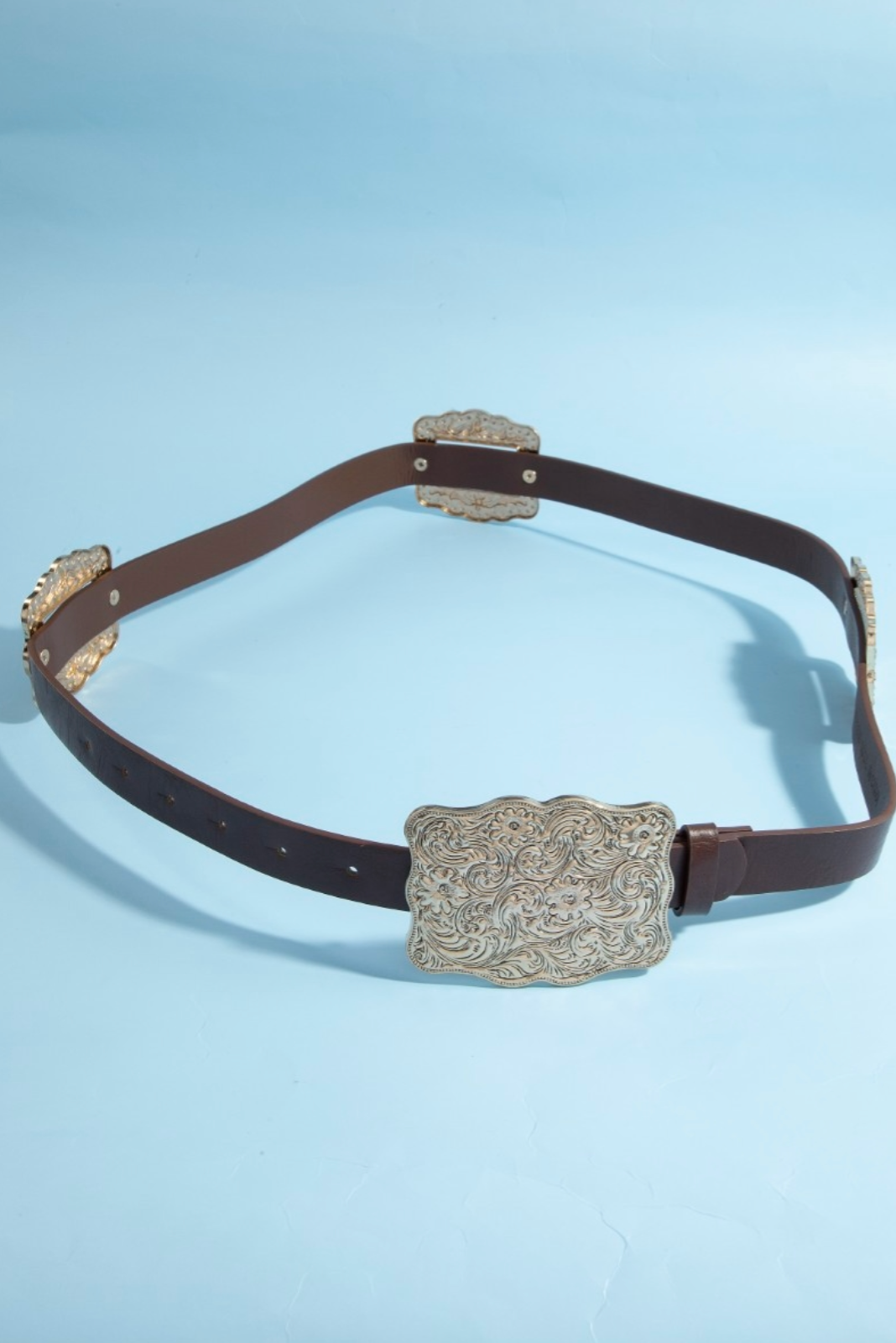 Saddle Bloom Concho Belt Brown
