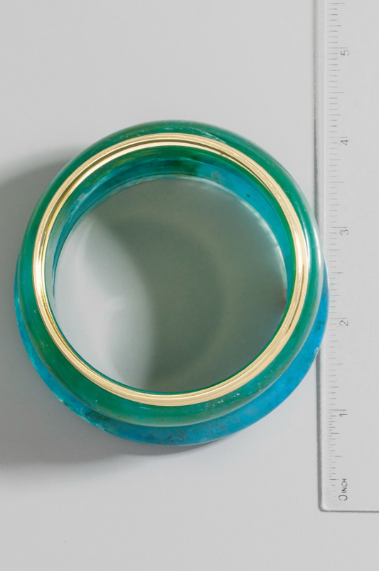 Nadia Metallic Bangle Set Green