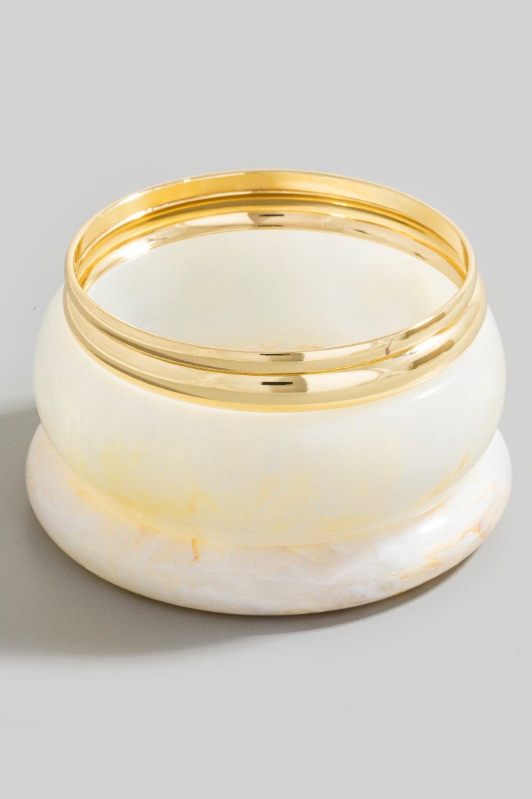 Nadia Metallic Bangle Set in ivory marbled resin with gold accents