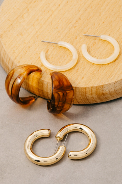 Lustre Arc Hoop Earrings Set