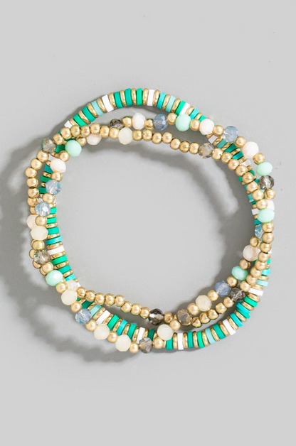 Solara Beaded Bracelet Set Turquoise Mix