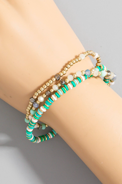 Solara Beaded Bracelet Set Turquoise Mix