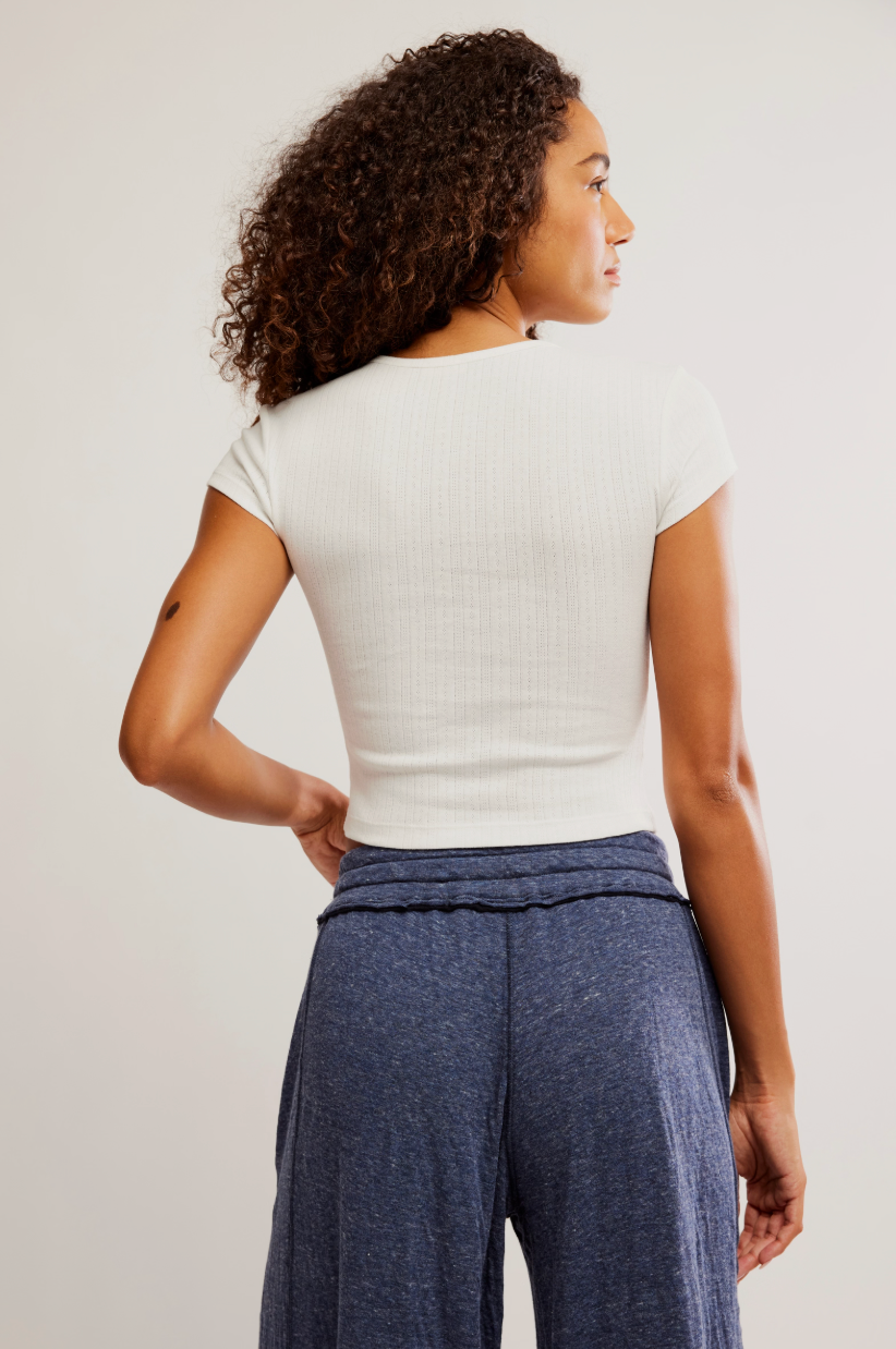 Wait A Minute Baby Tee Oatmeal