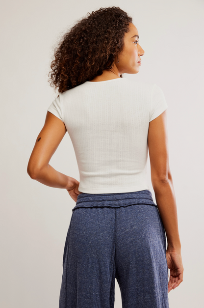 Wait A Minute Baby Tee Oatmeal