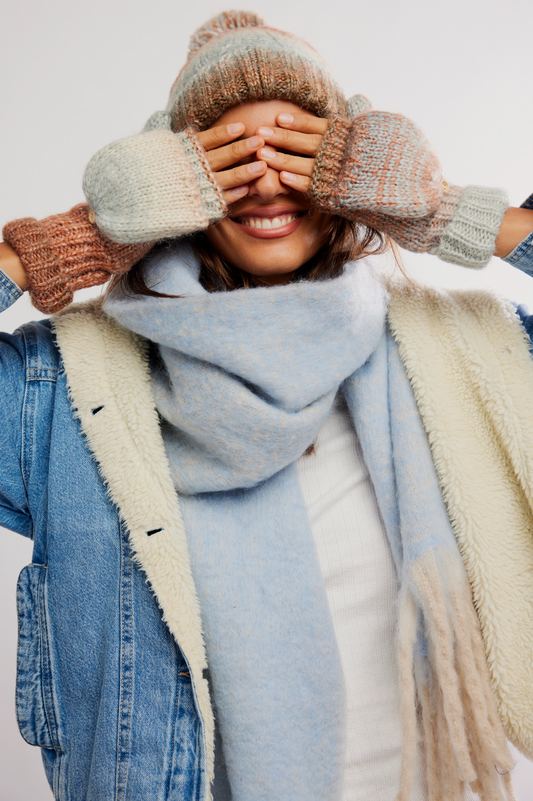 Rainbow Run Hat + Glove Set Blue Combo