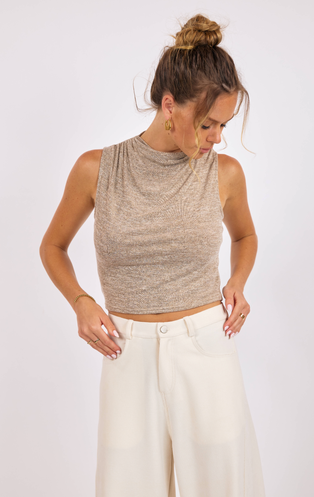 Corinne Knit Ruched Tank