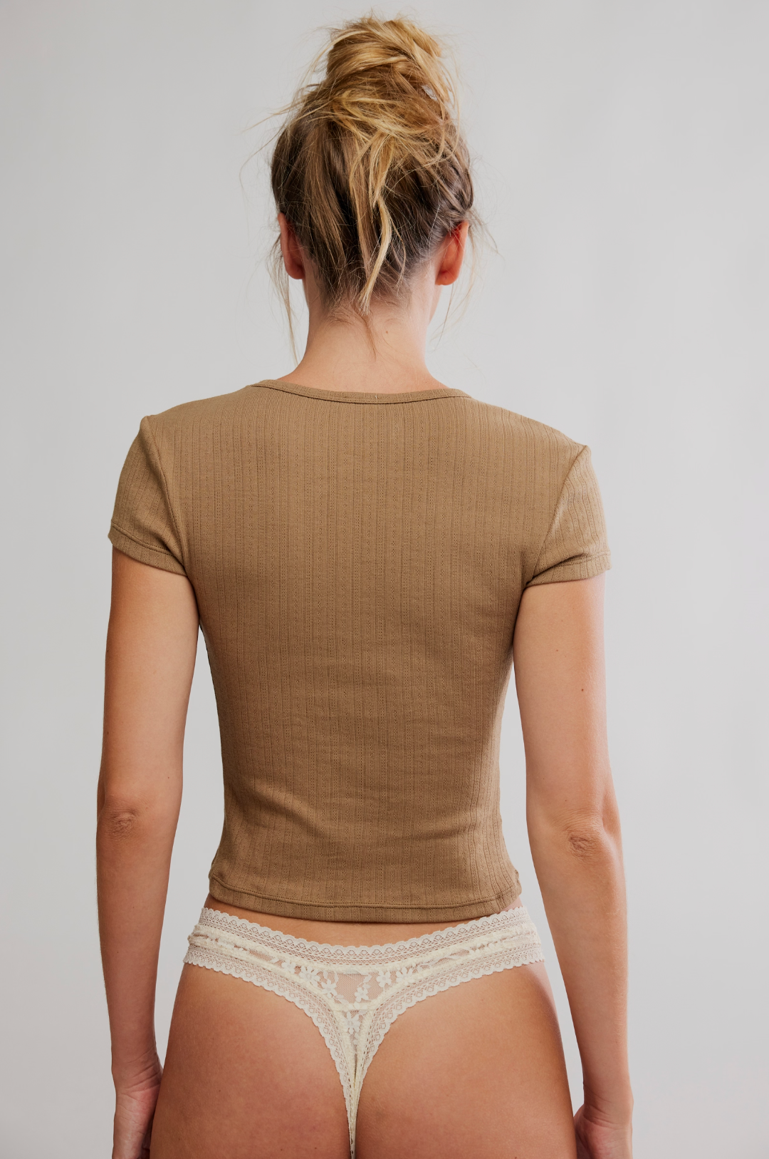 Wait A Minute Baby Tee Bronze