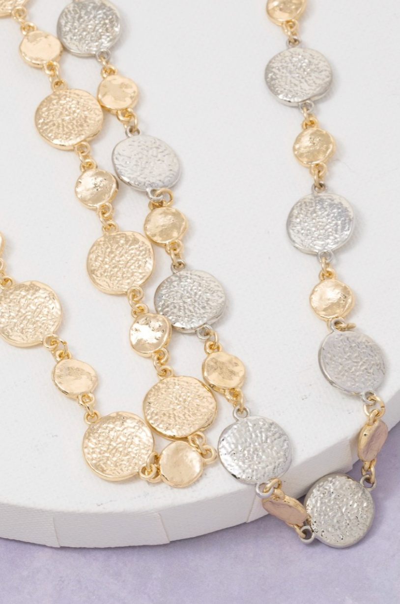 Worn Light Coin Necklace Gold