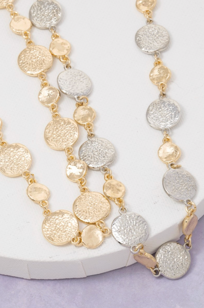 Worn Light Coin Necklace Gold