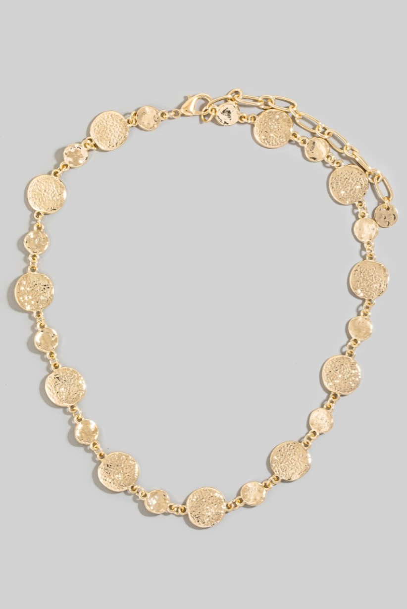 Worn Light Coin Necklace Gold