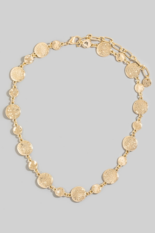 Worn Light Coin Necklace Gold