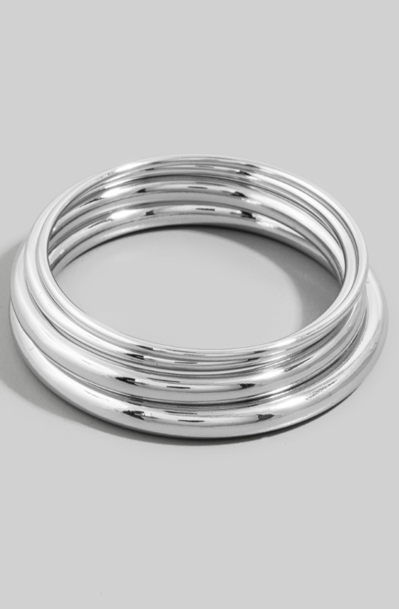 Once Or Twice Bangle Set Silver