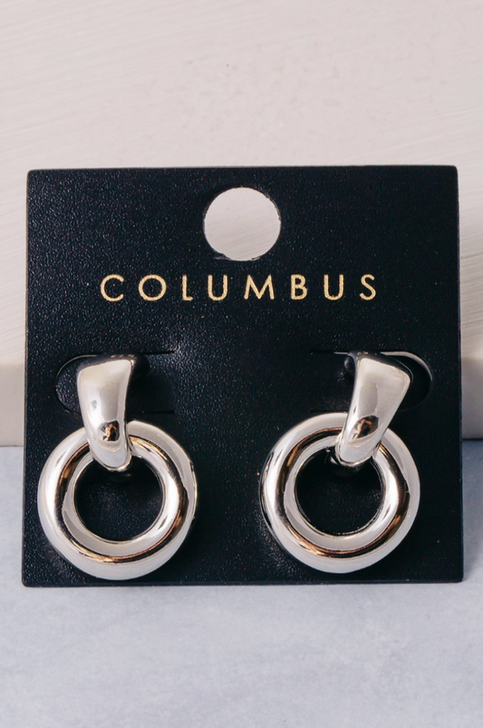 gold dipped chunky donut circle drop earrings with polished finish