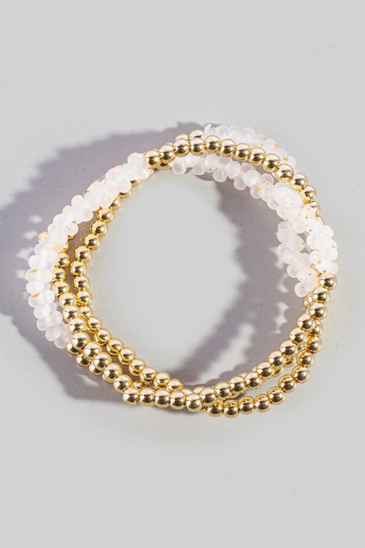 Sammy Beaded Bracelet Set Cream