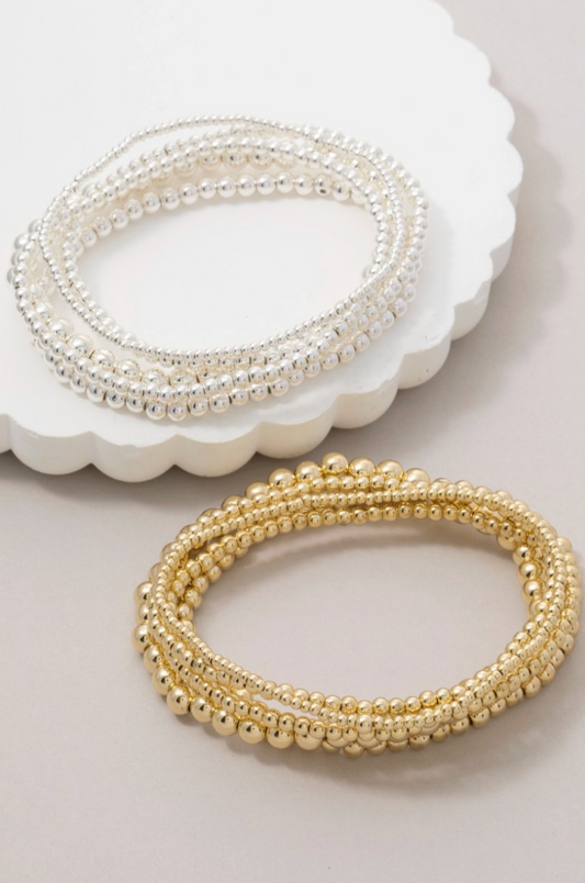 Danielle Beaded Bracelet Set Silver