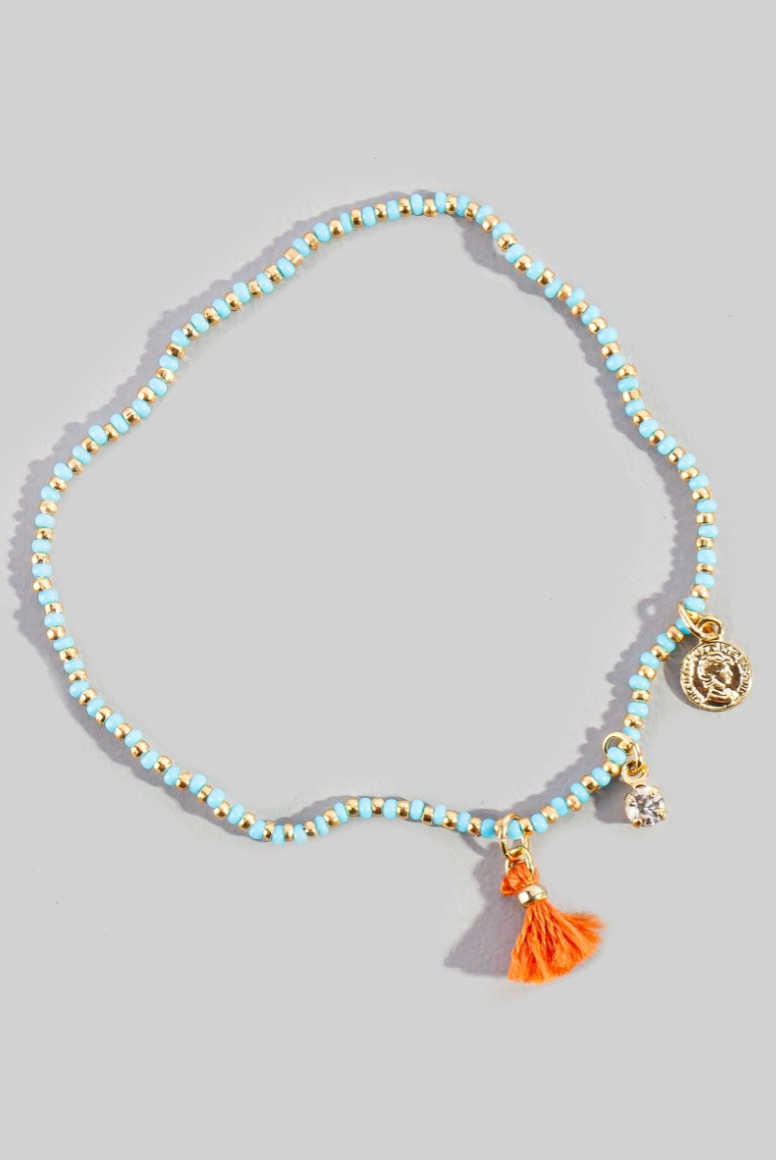Never Guna Quit Tassel Bracelet Turquoise