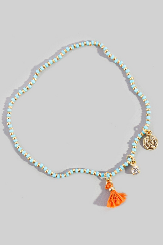 Never Guna Quit Tassel Bracelet Turquoise