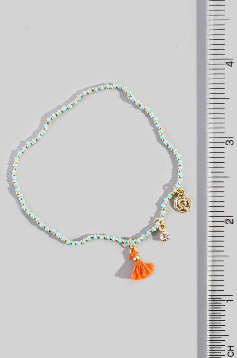 Never Guna Quit Tassel Bracelet Turquoise