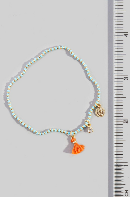 Never Guna Quit Tassel Bracelet Turquoise
