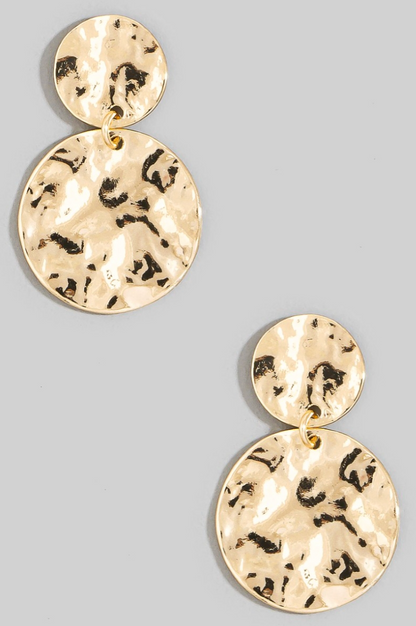 Double Date Coin Drop Earrings Gold