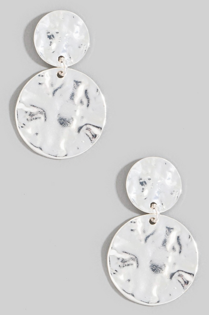 Double Date Coin Drop Earrings Silver