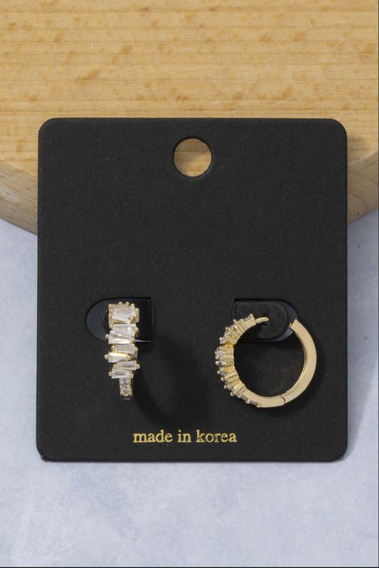 Feel It All Staggered Baguette Earring