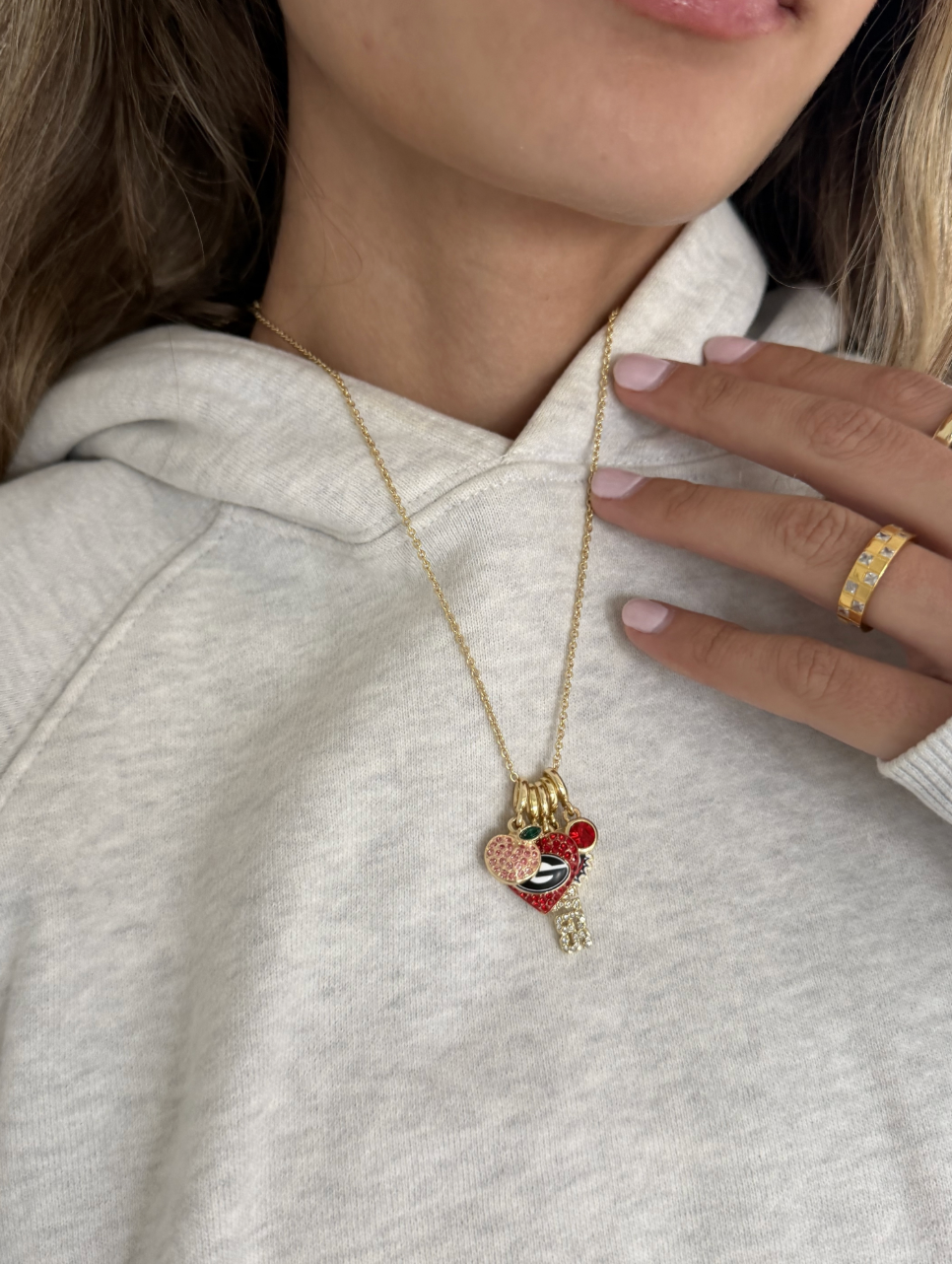 University Of Georgia Cluster Charm Necklace