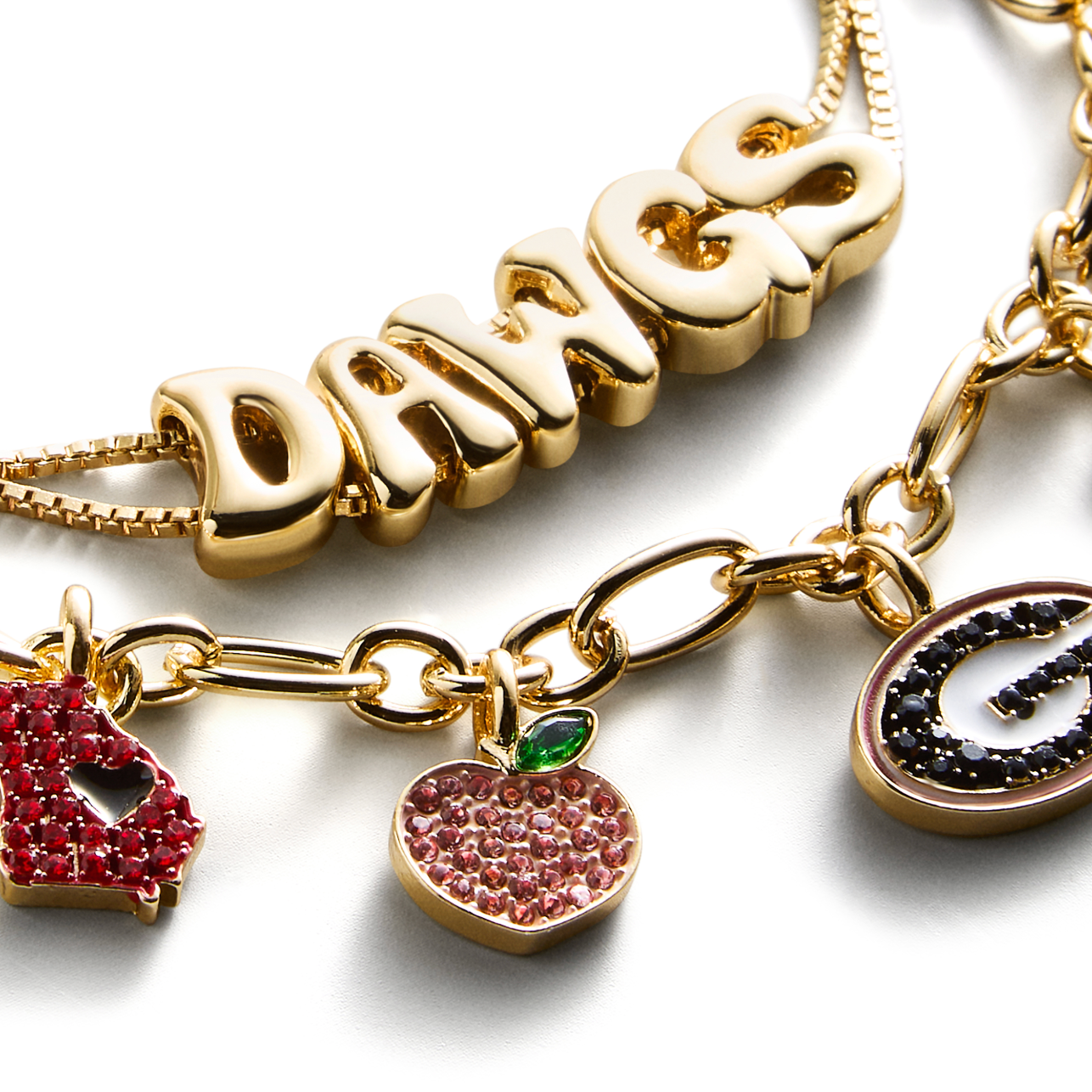University Of Georgia Charm And Slogan Bracelet Set