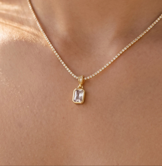 Sweeping Story Pave Pendant Necklace