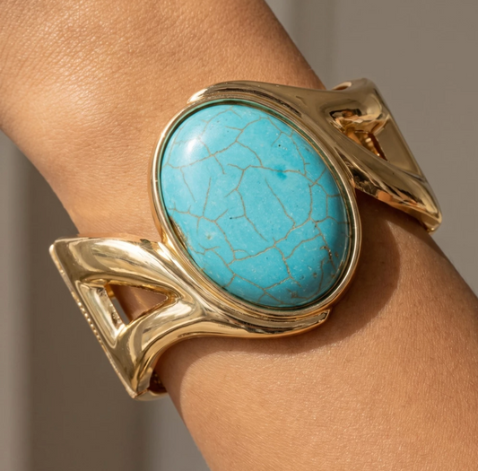 New Status Oval Cuff Bracelet Blue