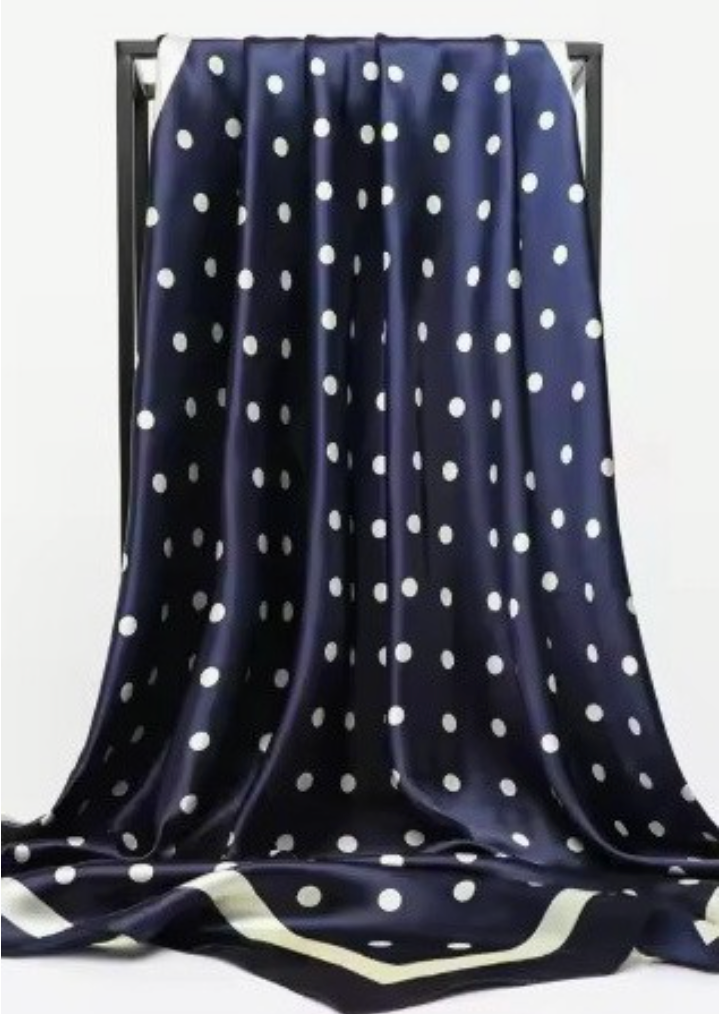 Café Stroll Silk Scarf Navy