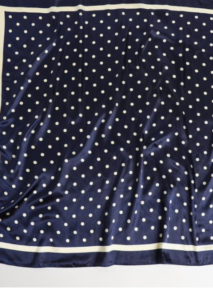 Café Stroll Silk Scarf Navy