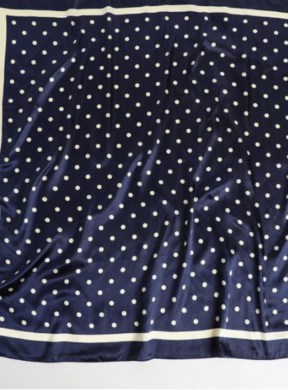 Café Stroll Silk Scarf Navy
