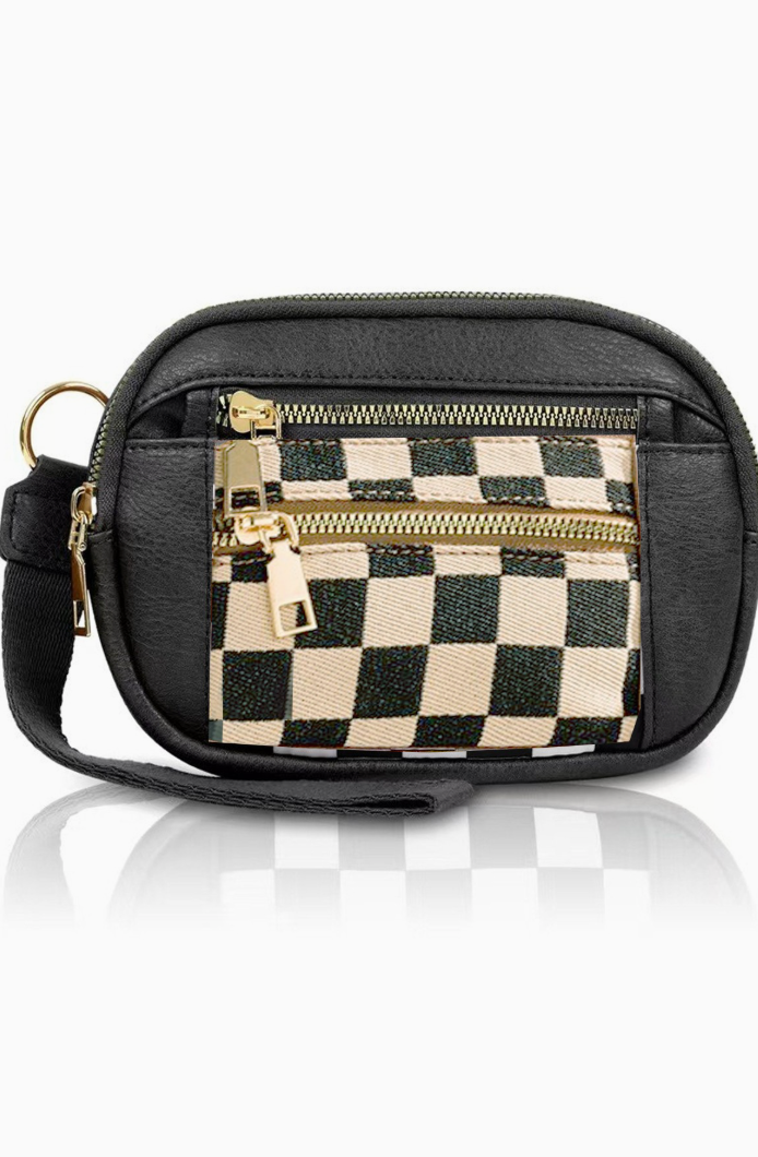Wanted More Checkered Wristlet Black